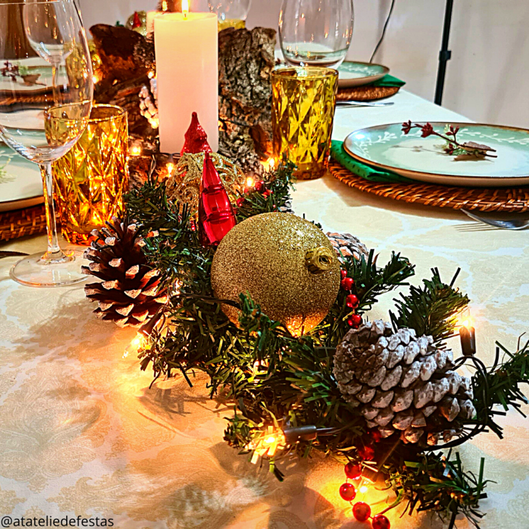 Mesa Posta de Natal Rústica